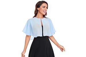 Pukguro Capelets for Women Soft Chiffon Shawls Wraps Shurg for Evening Wedding Capes Bolero Cover Up