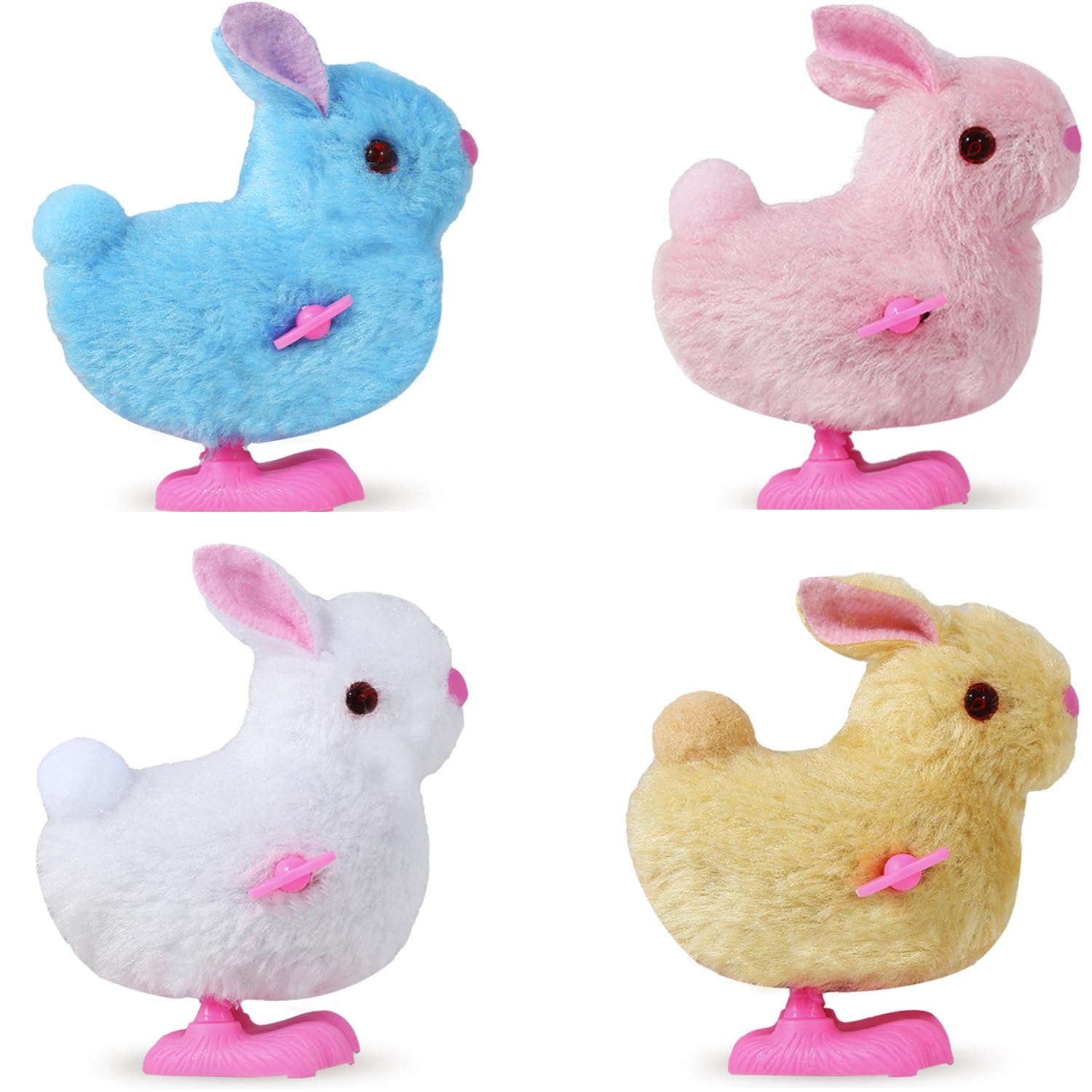 Audaisyly Chick Bunny Wind Up Toys for Kids, 4 PCS Clockwork Novelty Jumping Hopping Toy for Easter Egg Hunt Basket Stocking Party Birthday Gift