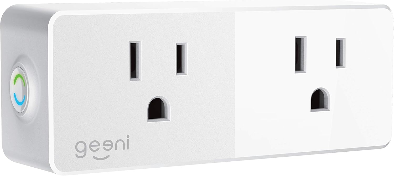 Geeni Switch Duo Double Smart Plug, White, 2 Outlets – No Hub Works with  Alexa, Google Assistant & Microsoft Cortana, Requires 2.4 GHz Wi-Fi - - 