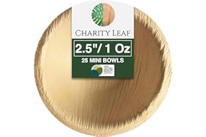 Charity Leaf Disposable Palm Leaf 2.5" Round Mini Bowl (25 pcs) Dipping Bowls | Bamboo Like| All Natural and Biodegradable | 