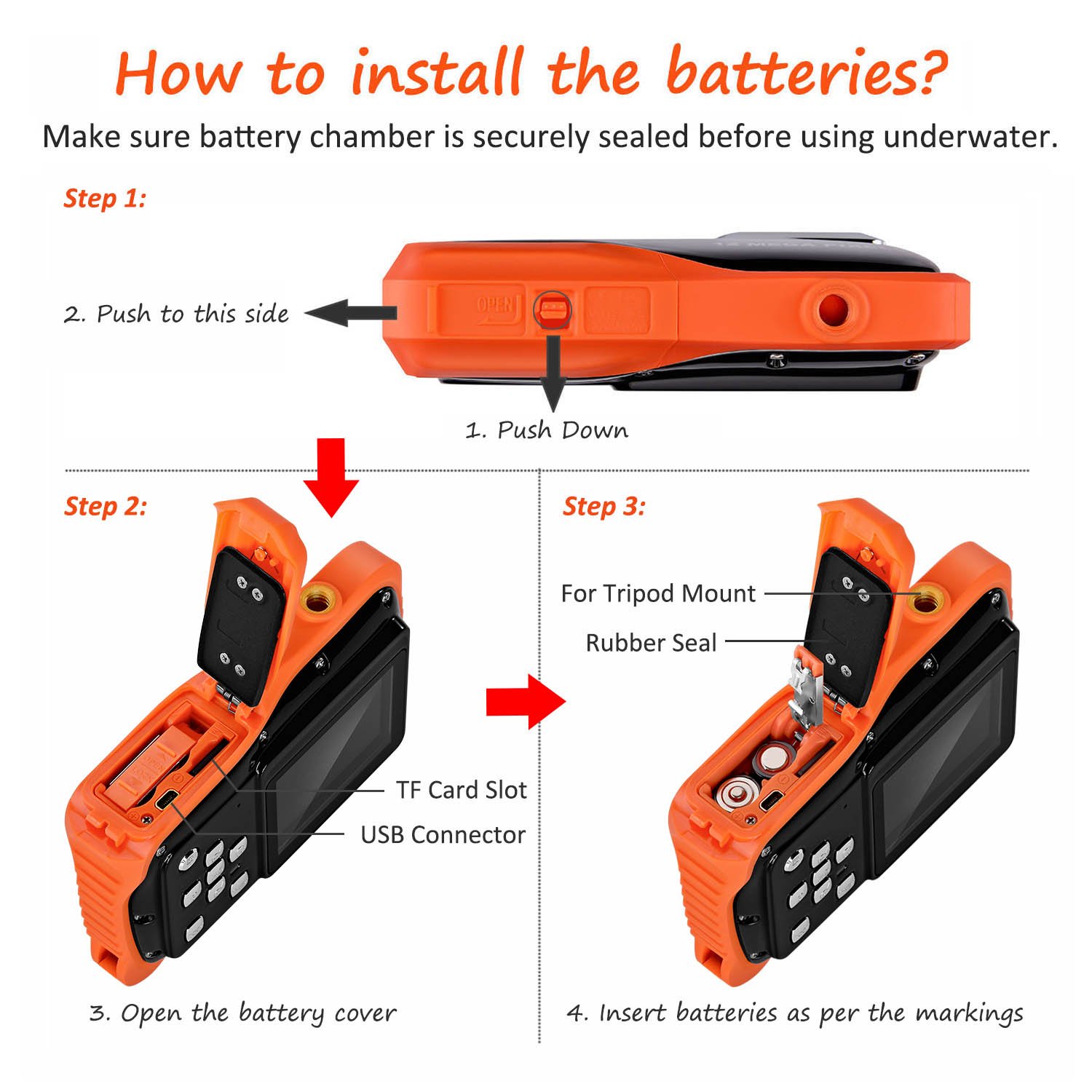 Waterproof Digital Camera for Kids, LINNNZI 12MP HD Underwater Action Camera Camcorder with 2.0 Inch LCD Display, 8x Digital Zoom, Flash and Mic