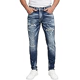 Blukraf Men's Slim Fit Stretch Jeans Ripped Skinny Jeans for Men, Casual Straight Leg Streetwear Comfort Male Pants