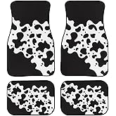 Yuuxorilu Cow Print Car Floor Mats Stylish Rubber Carpet Set of 4 Sunflower Butterfly Printed Heavy Duty Mats for Car,Truck, Fit for All Weather