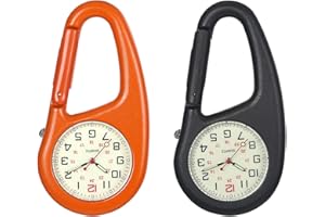 JewelryWe Men Women Clip-on Watches Quartz Luminous Face Backpack Watch for Outdoor Climbing Buckle Belt FOB Carabiner Watch