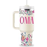 ROSTANTEN Oma Gifts for Oma from Grandkids for Birthday Mothers Day Christmas 40oz Travel Cup Insulated Tumbler with Lid & Straw
