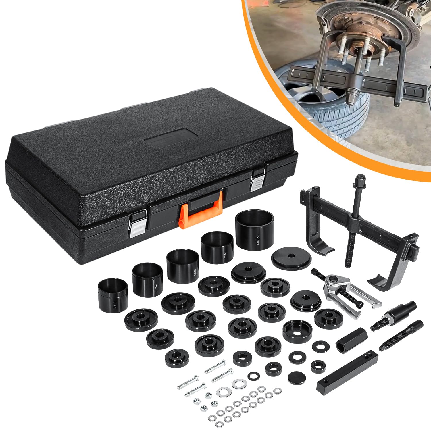 Photo 1 of 6575 Front & Rear Wheel Hub and Bearing Removal & Installation Tool Master Service Complete Kit with Puller Adapters Hardwares Carrying Case Application Guide (63 PCS)