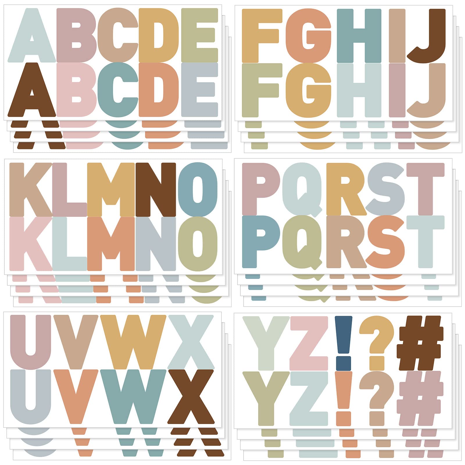 Photo 1 of Chinco 232 Pcs 24 Sheets Large Letter Stickers 2.5 Inch Alphabet Letter Stickers Self Adhesive Stickers for Bulletin Board Classroom Window Door Decor(Simple Style,Boho Colors)
