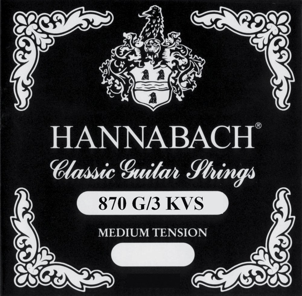 Hannabach Strings for Classic Guitar G/3 Nylon Wound 877MT Medium Tension Aluminium Wound