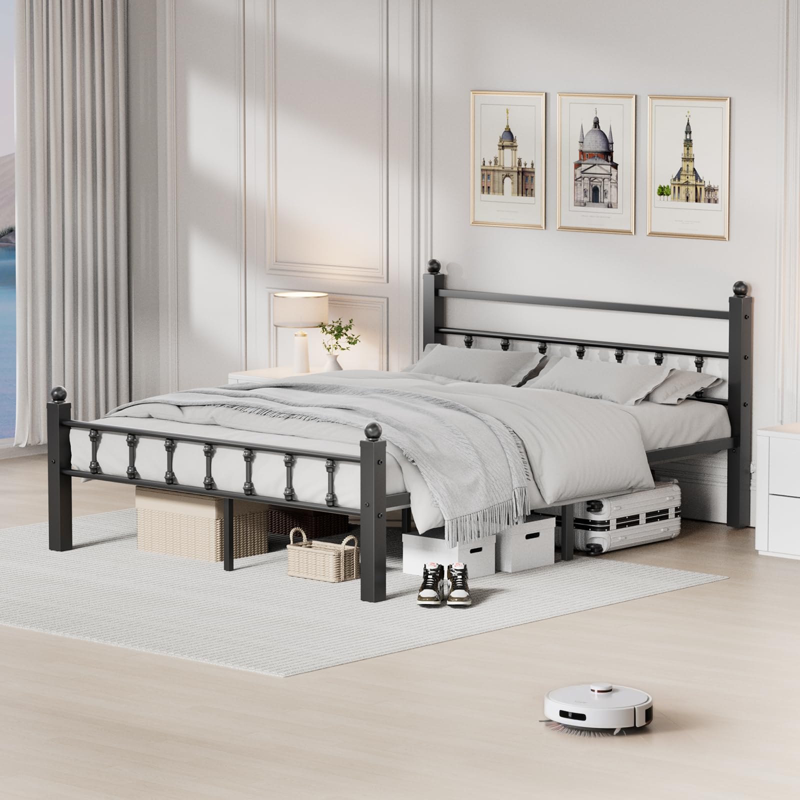 Photo 1 of **MISSING PARTS**Slumber Haven Queen Size Bed Frame with Headboard, Noise Free,Under Bed Storage,Easy Assembly,Heavy Duty Steel Slat Support,No Box Spring Needed,Black