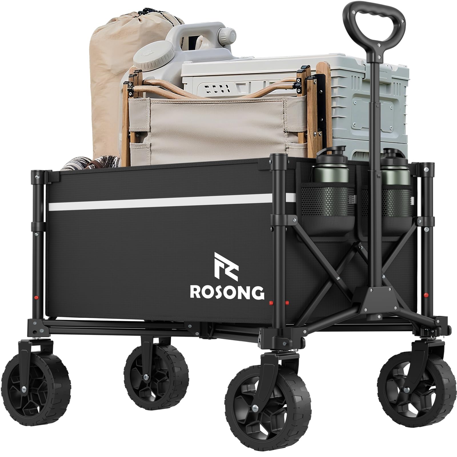 Photo 1 of ROSONG Collapsible Wagon Cart with Wheels Foldable - Folding Utility Heavy Duty Wagons Carts for Grocery Sports Garden Shopping Camping Wheelbarrows (Black, 90L)