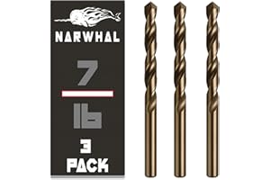 Narwhal 7/16 Inch Cobalt Drill Bits (3 Pack - Industrial Grade M35 Cobalt) 5-1/2" Length & 135 Degree Split Point for Drillin