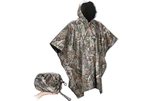 Lenotos Military Poncho, Waterproof Camouflage Army Poncho, Multi Use Rip Stop Military Rain Poncho