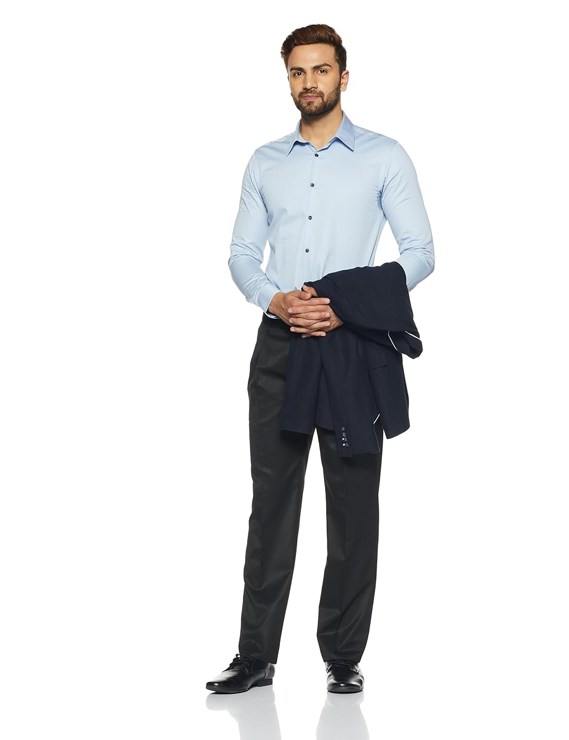 arrow men's pleat-front poly viscose formal trousers