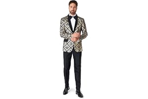Suitmeister Men's Christmas Suit - Festive Ugly X-Mas Holiday Print - Includes Blazer, Pants - Tie