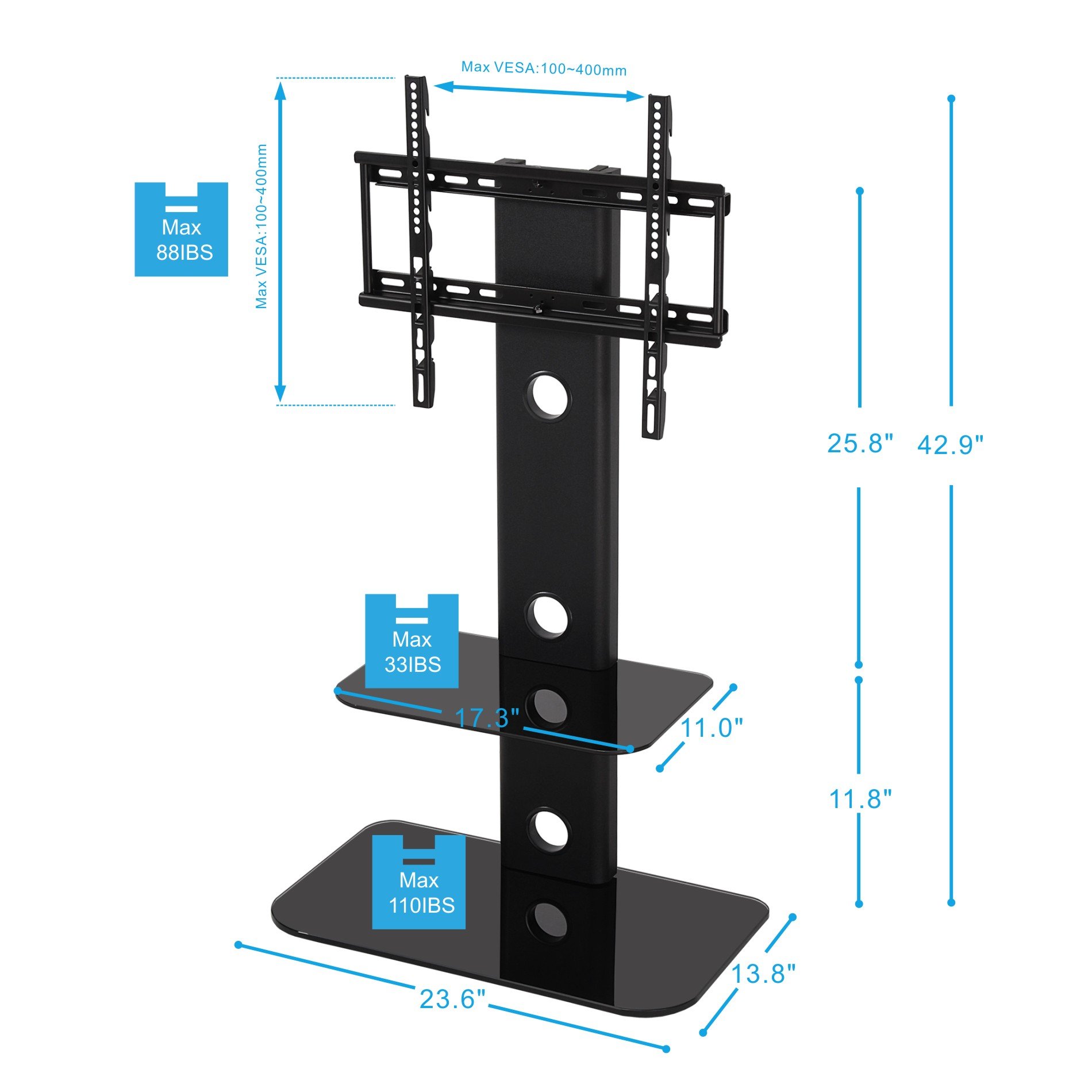 FITUEYES TV Stand with Mount Swivel Flat Screen LCD LED Plasma Floor tv