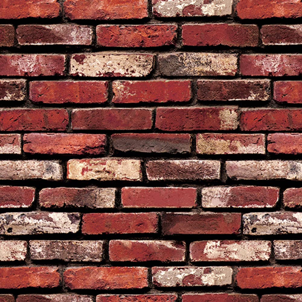Ohmywor Peel and Stick Brick Wallpaper Self Adhesive Red Vinyl Brick Effect Wallpaper for Walls Living Room Bedroom Kitchen 45x300CM