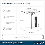 LIVIVO 4 Arm Rotary Washing Line 45M Outdoor Clothes Dryer with Cover view 9