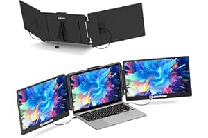 Maxfree S2 Laptop Screen Extender, 14'' Laptop Monitor Extender Plug & Play, 1080P FHD Triple Portable Dual Monitor for 13-17'' Laptops, Compatible with Windows/Mac/Surface/Android/Switch
