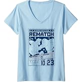 Womens Family Guy The Giant Chicken Vs Peter Griffin Chest Poster V-Neck T-Shirt