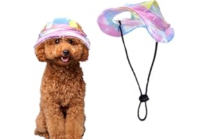 Pai Sence Dog Bucket Hat with Ear Holes Pink Dog Hats for Small Dogs Tie Dye Pierce Hearts Puppy Dogs Sun Hat for Xs Pets Adjustable S