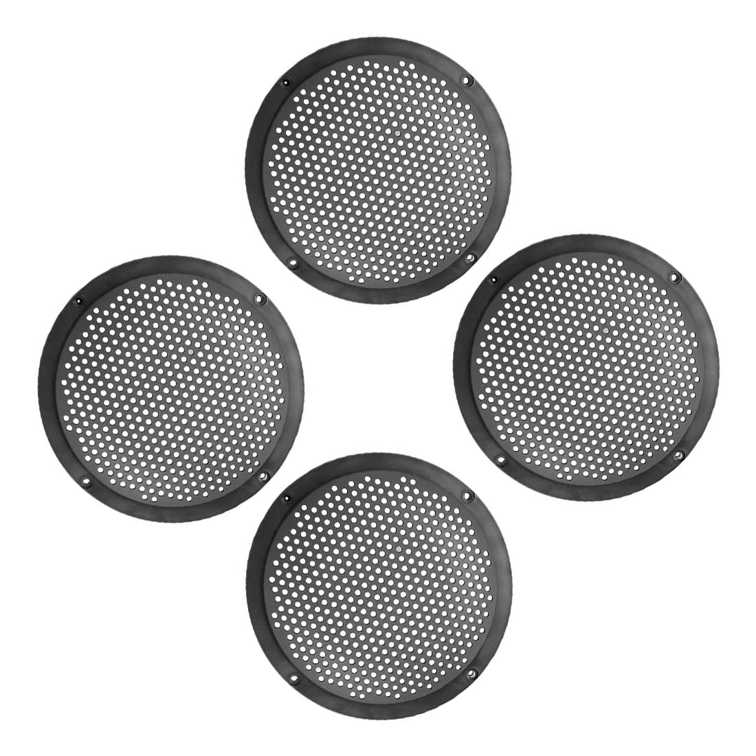 MACHSWON 4pcs 6'' Plastic Audio Speaker Cover Mesh Subwoofer Grill Horn Guard Decorative Circle Grille Protector Black for Auto Car