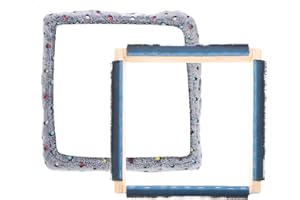 PATIKIL 15.8 x 15.8" Punch Needle Frame, Beech Wood Square Rug Hooking Embroidery Frame with Frame Flannel Cover for Cross St