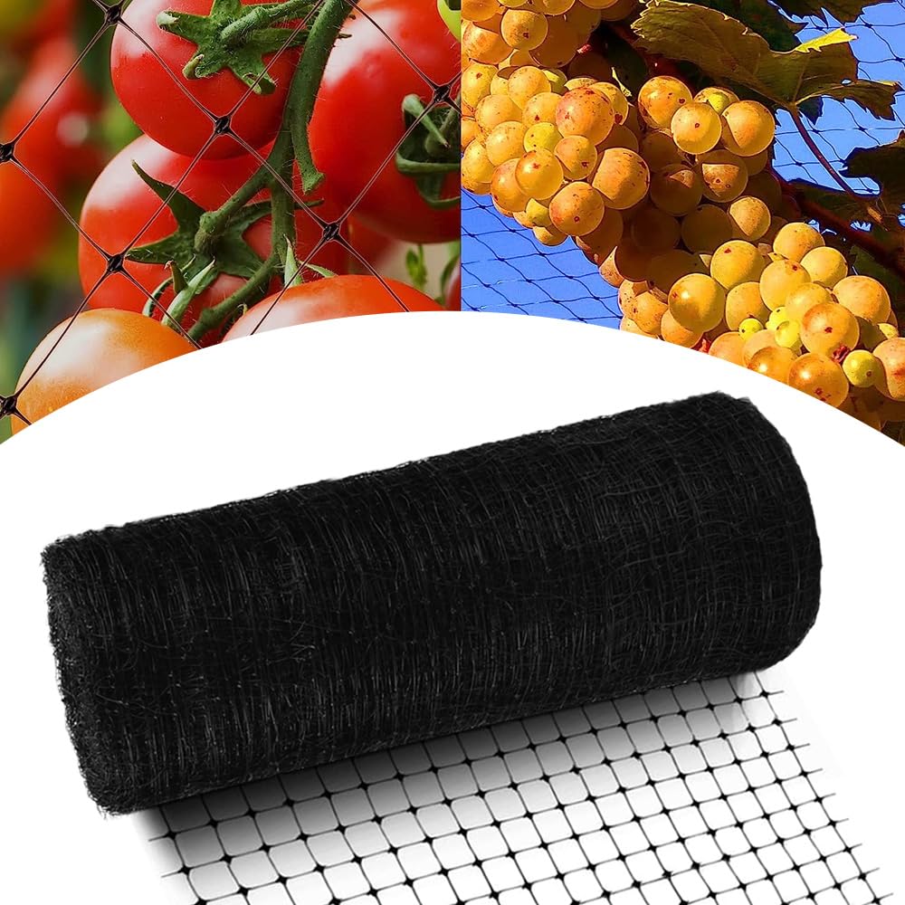 ANTHYTA Garden Netting 20M Heavy Duty Bird Netting Plastic Trellis Net Pond Plant Protection Net Pea Fruit Nets Pond Mesh with Pegs & Ties for Protecting Vegetables Plants Fruit Trees Flowers(Black)