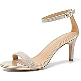 MAIERNISI JESSI Unisex Men's Women's Ankle Strap Heeled Sandals, Open Toe, Buckle Closure, Mid Kitten Heel