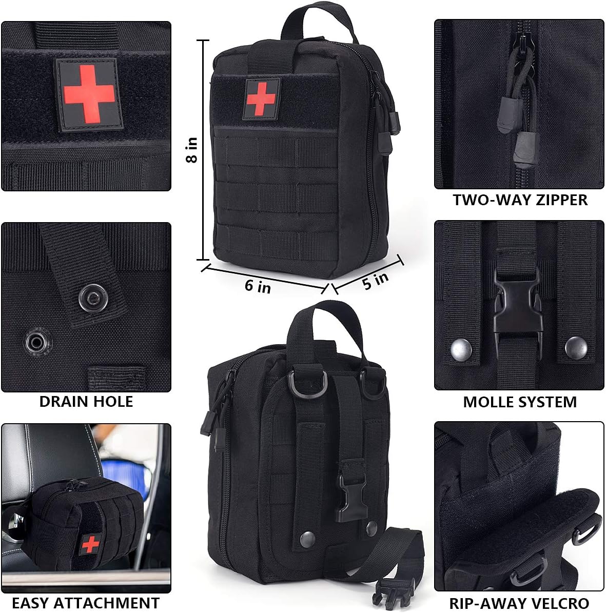 Survival First Aid Kit Molle System Compatible Outdoor Gear Emergency Kits Trauma Bag for Camping Boat Hunting Hiking Home Car Earthquake and Adventures : Sports & Outdoors