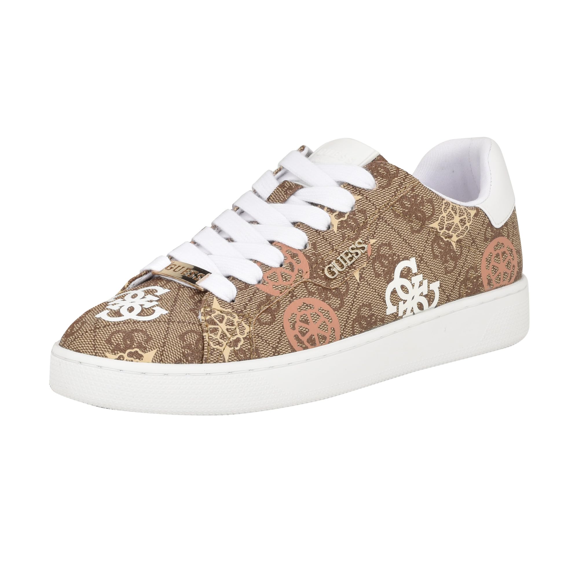 Guess Women's Renzy Sneaker, Medium Natural/Beige Logo 101, 7.5 Image