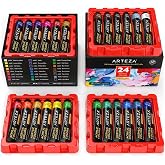 ARTEZA Acrylic Paint Set, 24 Colors, 22 ml / 0.74 oz Tubes, High-Viscosity | Rich Pigments, Thick Water-Based Formula, Smooth Coverage, For Canvas, Wood, Paper, Crafts, Blending, Layering and Texture