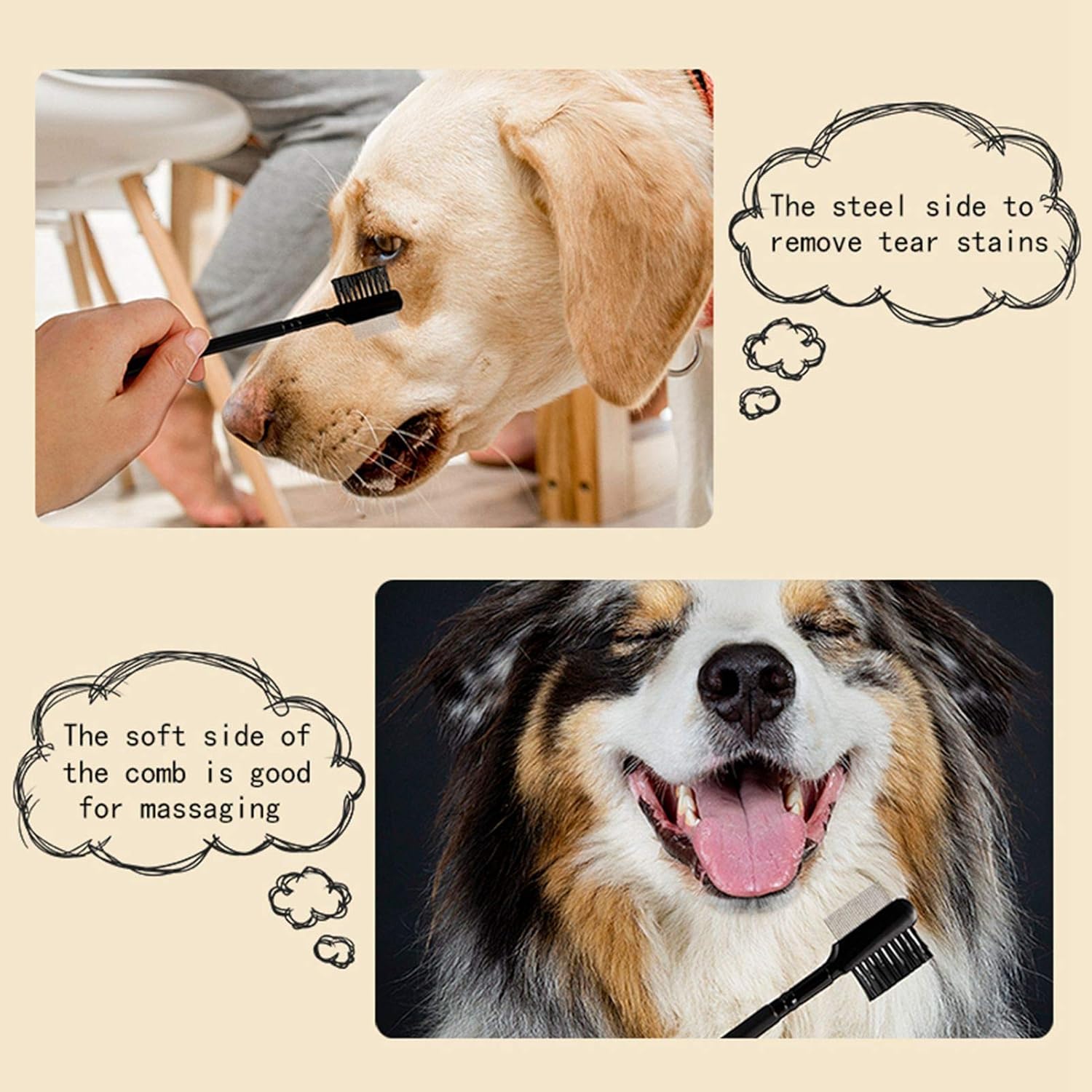 Winkwinky 6 Pcs Dog Eye Grooming Comb, Double Head Tear Stain Remover Comb, Multifunction Tool