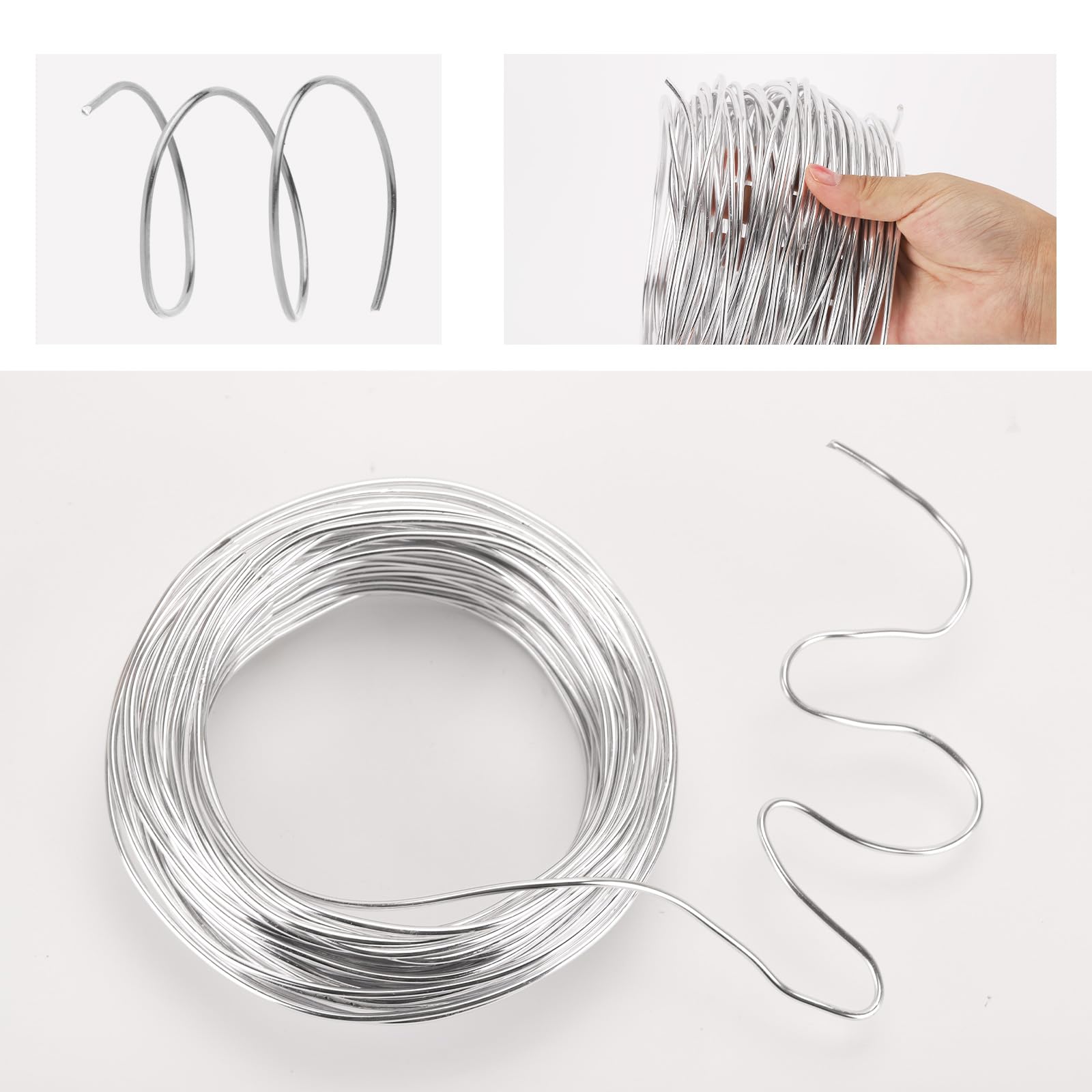 98.4 Feet 3mm Aluminum Wire, Bendable Metal Craft Wire, Armature Wire for Sculpting, Making Dolls Skeleton DIY Crafts (Silver, 30 m x 3 mm, 1 Roll)