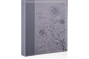 Miaikoe Photo Album 8x10 Clear Pages Pockets Leathe Cover Slip Slide in Photo Album Holds 50 Vertical 8x10 Photos Picture Book for Wedding Family (Grey)