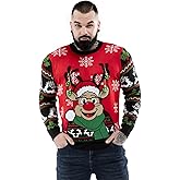Men`s Ugly Christmas Sweater Cardigan Unisex Women Funny Novelty Xmas Pullover for Party 20020 XXL