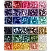 INSPIRELLE 5400 Pieces 4mm Pearl Beads 30 Colors Plastic Spacers Beads for Jewelry Making and Crafting