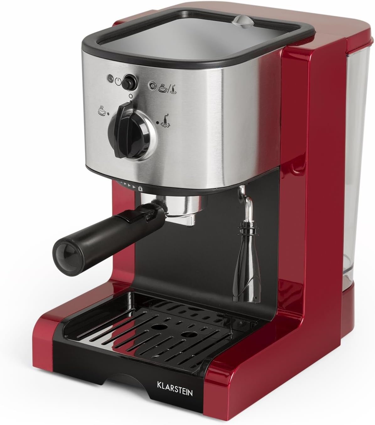 Klarstein Passionata Rossa 20 SS Macchina per Caffè Espresso, Macchina da Caffè, 1350 Watt, 20