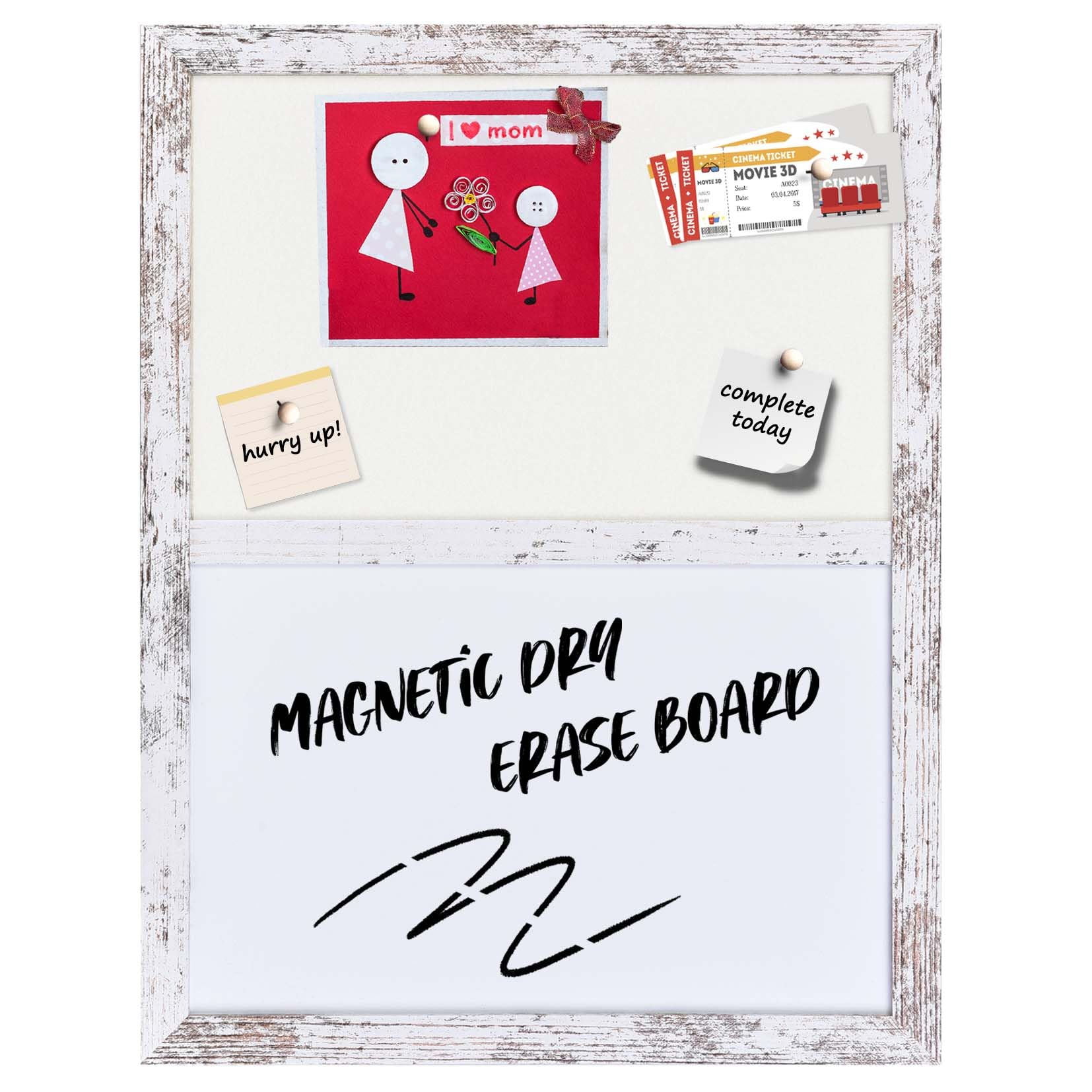 Umtiti Bulletin Board Whiteboard Beige Felt Board Combo for Office School Kitchen Bedroom, White Wood Frame,13"*17",Whiteboard-3343WH