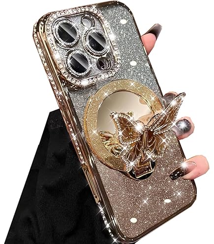 Amazon.com: Changjia Magnetic Stand Glitter Case for iPhone 16 Pro