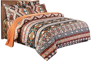 Erosebridal Bohemia Exotic Bedding Set King Size Ethnic Vintage Boho Duvet Cover 3Pcs Colorful Chic Floral Comforter Cover Retro Printing Lightweight Microfiber Bedding Quilt Cover Boho Bedroom Decor