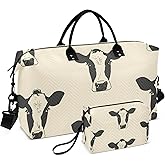 Travel Duffle Bag Gym Bag, Cows Print Weekender Bags for Women with Toiletry Bag Travel Tote Bag Swim Bag
