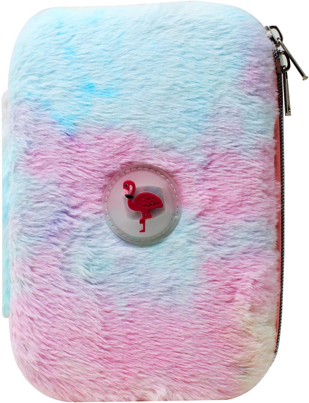 G4GIFT High-Embossed Hardtop Pencil Pen Holder Case Box with Compartments for School Kids Boys & Girls (Material: Fur with Light) Size (22 cm x 16.5 cm x 4.5cm (9 x 6.5 x 1.7 inch Approx.) (FLAMINGO) (PACK OF 1)