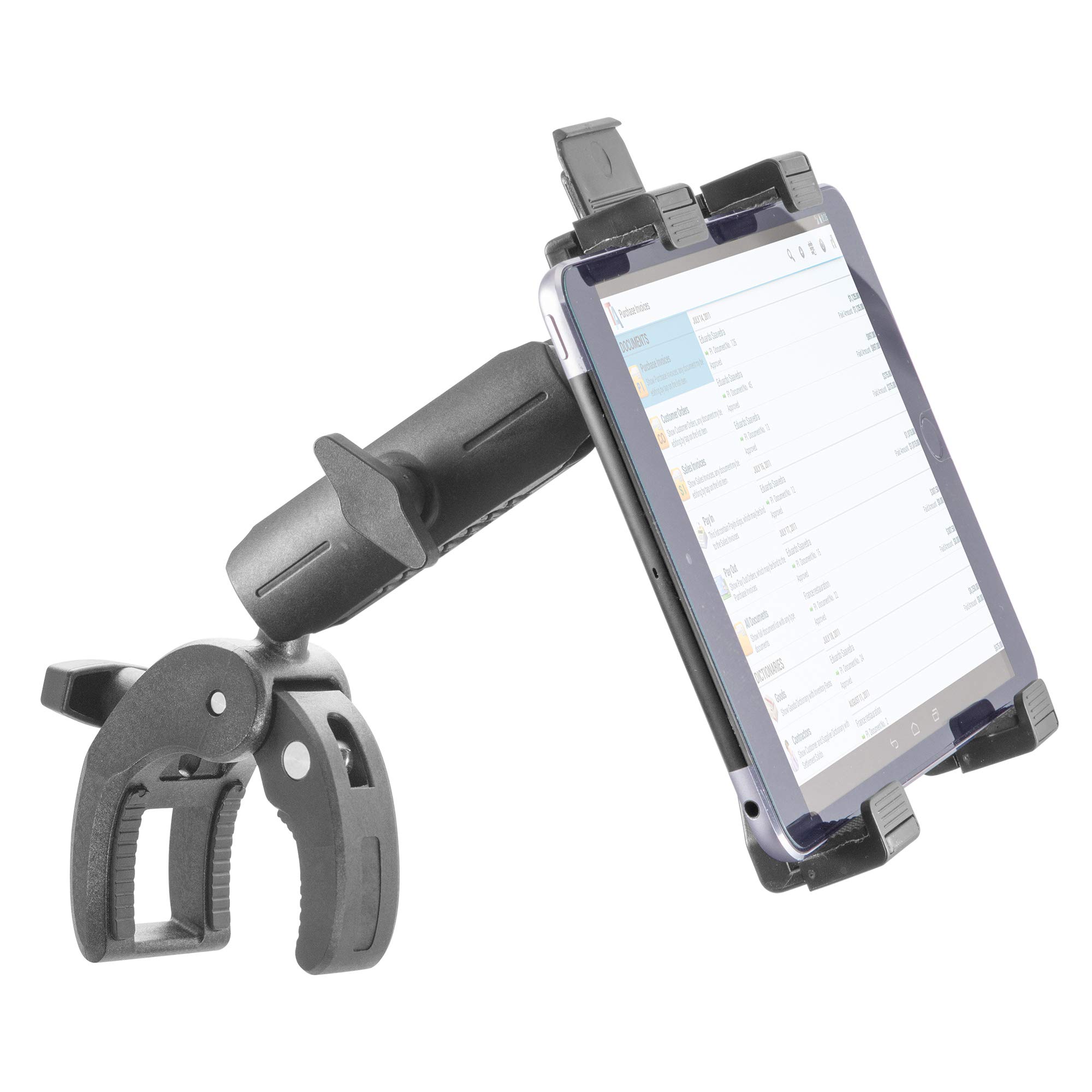 iBolt TabDock Bizmount Clamp Heavy Duty Post/Pole Mount for Stationary Bikes, Gym Equipment, Treadmills, Ellipticals, Carts, Wheelchairs, Hospital Patient Care Etc. for All 7-10 inch Tablets