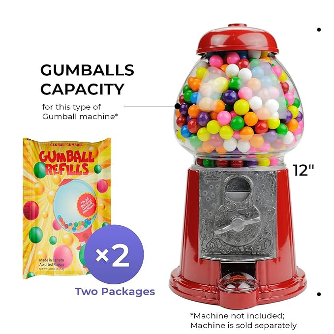 Gumballs For Gumball Machines Refills Bubble Gum 05 1 Lb Mini Assorted Gumballs In Bulk For Vintage Machines Classic Colored Fruit Small Bubblegum