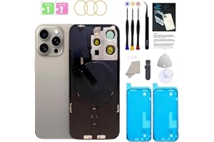 GUPFIX Back Glass Replacement for iPhone 15Pro Max with Repir Tools, Big Hole Rear Back Cover Glass Replacement All Carriers with Pre-Installed Adhesive and Repairing Tool Kits