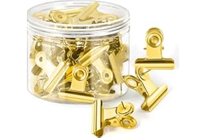GOOLADA 36Pcs Push Pins Clips, Metal Thumb Tacks, Gold Thumbtacks with Clips, Gold Push Pins for Bulletin Board, Wall,Cork Bo