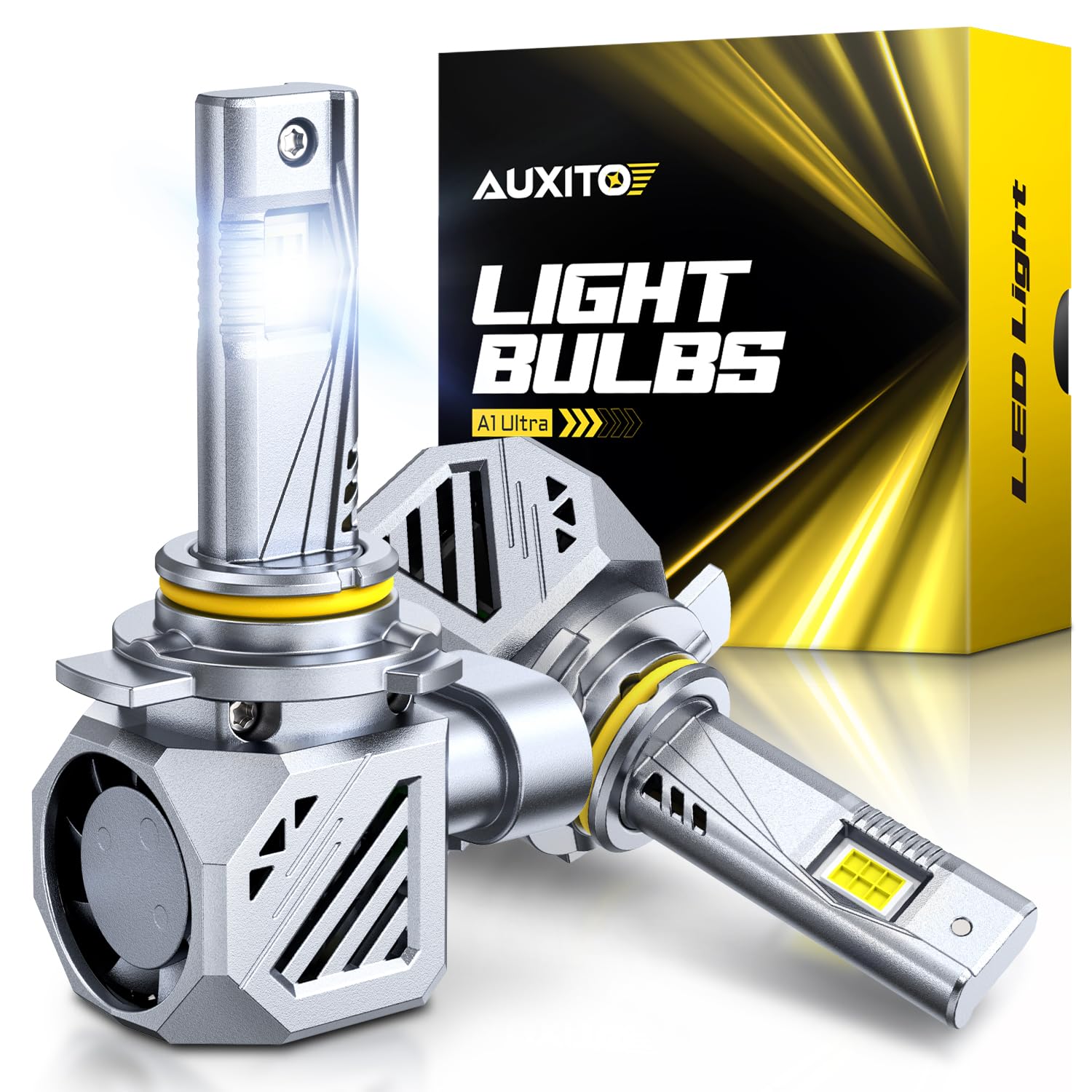 AUXITO 9012 Bulb HIR2 Bulbs, 48000LM Brighter Ultra-Bright, Plug N Play, Long Lifespan, No Flicker, 99% Compatibility, 2PCS Image