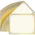 suituts 50 Sheets Certificate Paper Gold Foil Award Paper, 8.5X11 Inch Certificate Printer Paper, 180 GSM Blank Diploma Paper