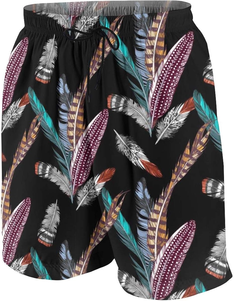 Drawn Feathers Casual Fit Flat Front Shorts for Teens - Drawstring
