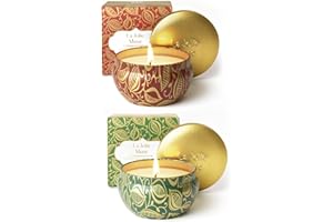 LA JOLIE MUSE Christmas Candles, Cedarwood Fir & Pumpkin Cinnamon Candle, Small Candle Set 2, Winter Candle, Natural Soy Candle Gift, 45 Hours Each, Gift for Holiday